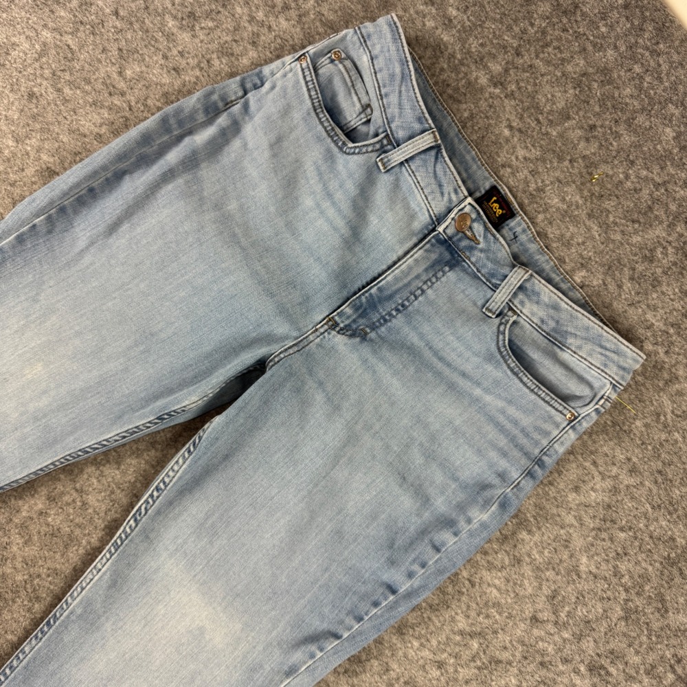 Lee Womens Light Wash Straight Leg Stretch Denim Jeans Size 14L Classic Casual